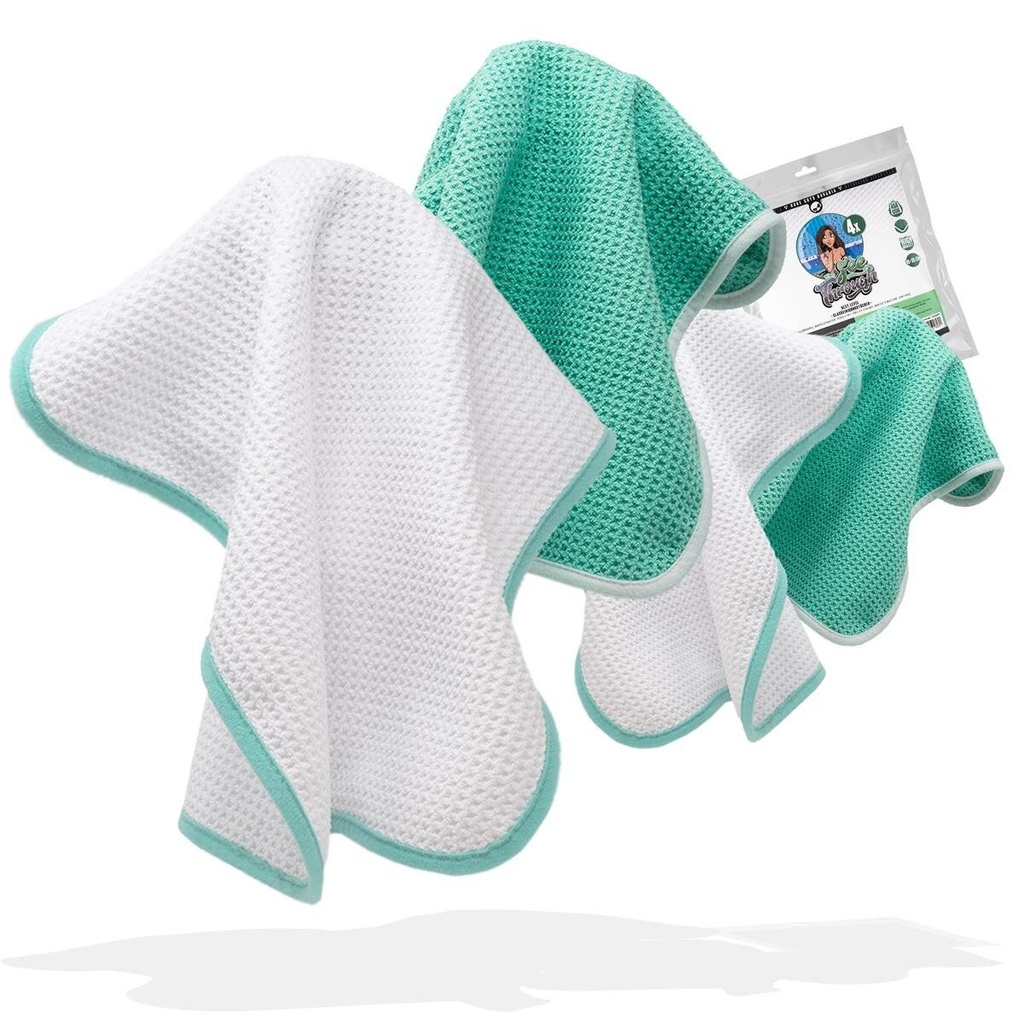 Nuke Guys Microfiber 4x 'See Through' 4 chiffons gaufrés en microfibre 35 x 35 cm 450 gr/m2 spécial vitre