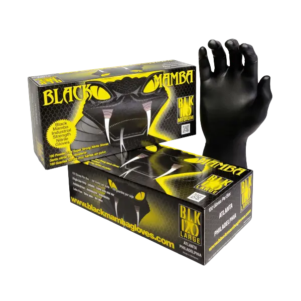 Black Mamba BLK-110 Black Mamba Nitrile Gloves, Medium (Box of 100)