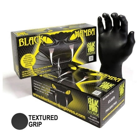 Blackmamba BLK150 Black Mamba Black Powder Free Textured Nitrile Gloves [xxx-large] 100 per Box